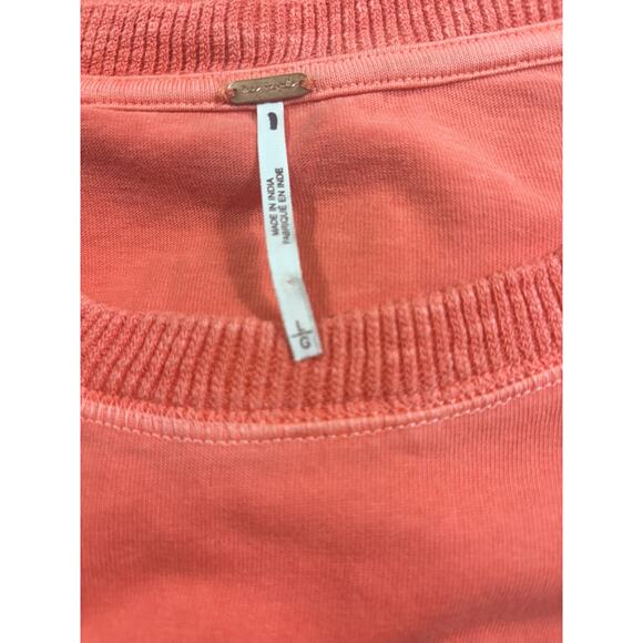 Free People NWOT Table For Two Tee Sleeveless Relaxed Lace Details Coral Large - Picture 6 of 6